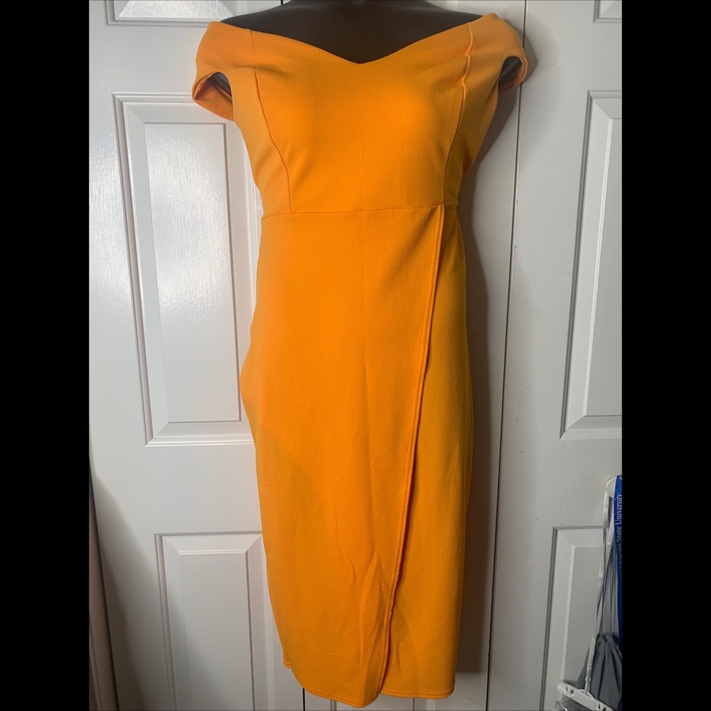 Golden yellow Midi Dress with Side slit